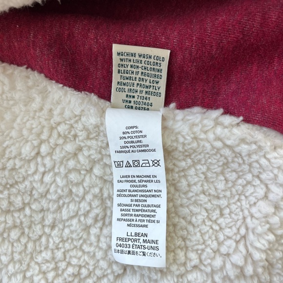 LL Bean Womens M Sherpa Lined Cozy Lounge Cardigan 505470 Shawl Collar Pockets - Picture 5 of 9